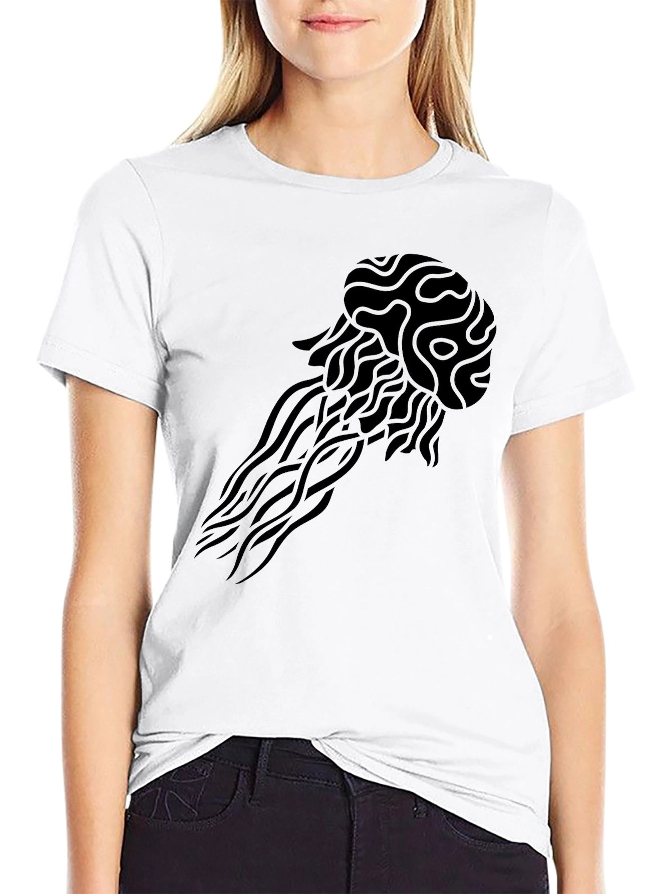 Tribal Jellyfish Black Graphic Tee