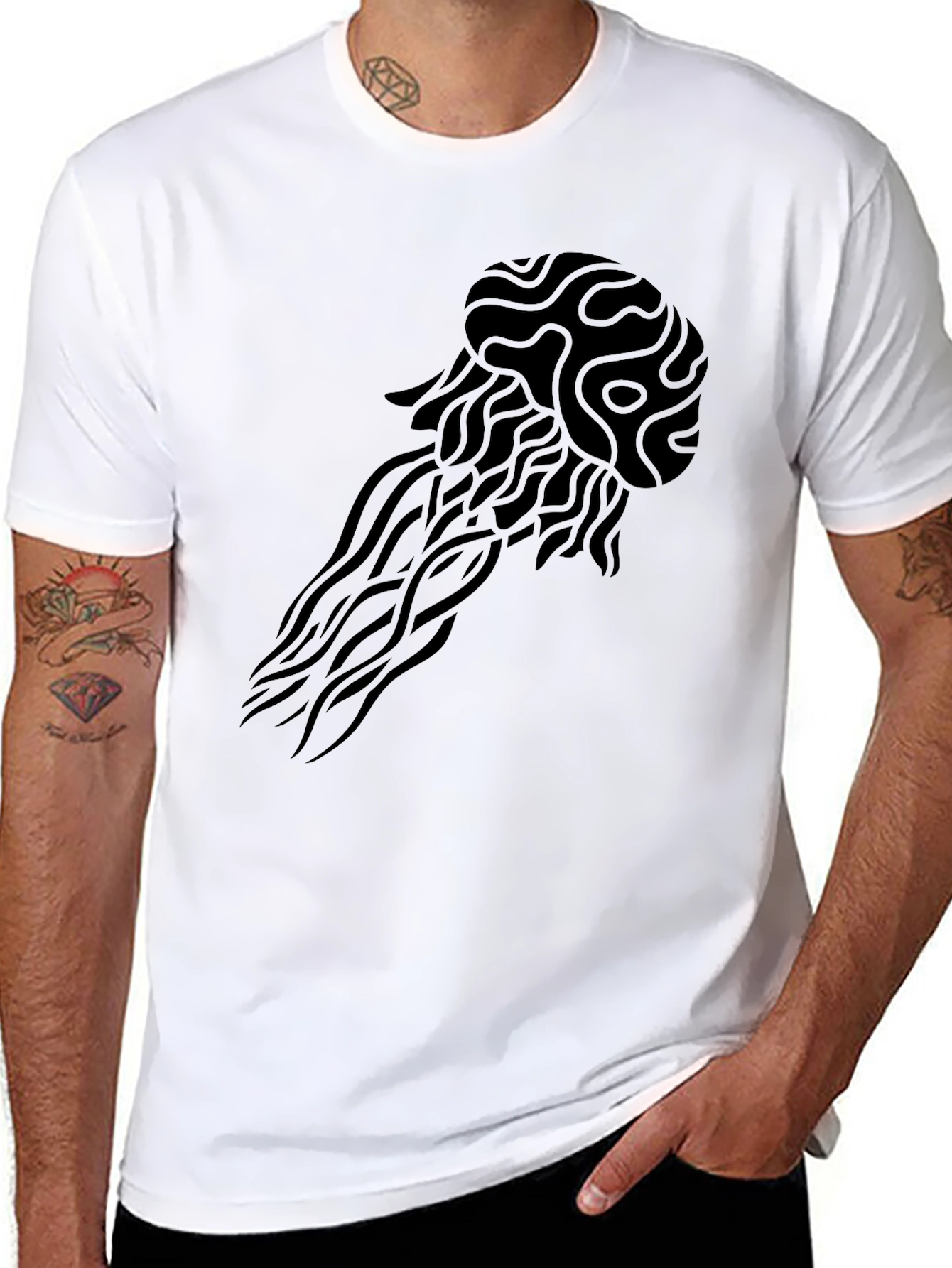 Tribal Jellyfish Black Graphic Tee