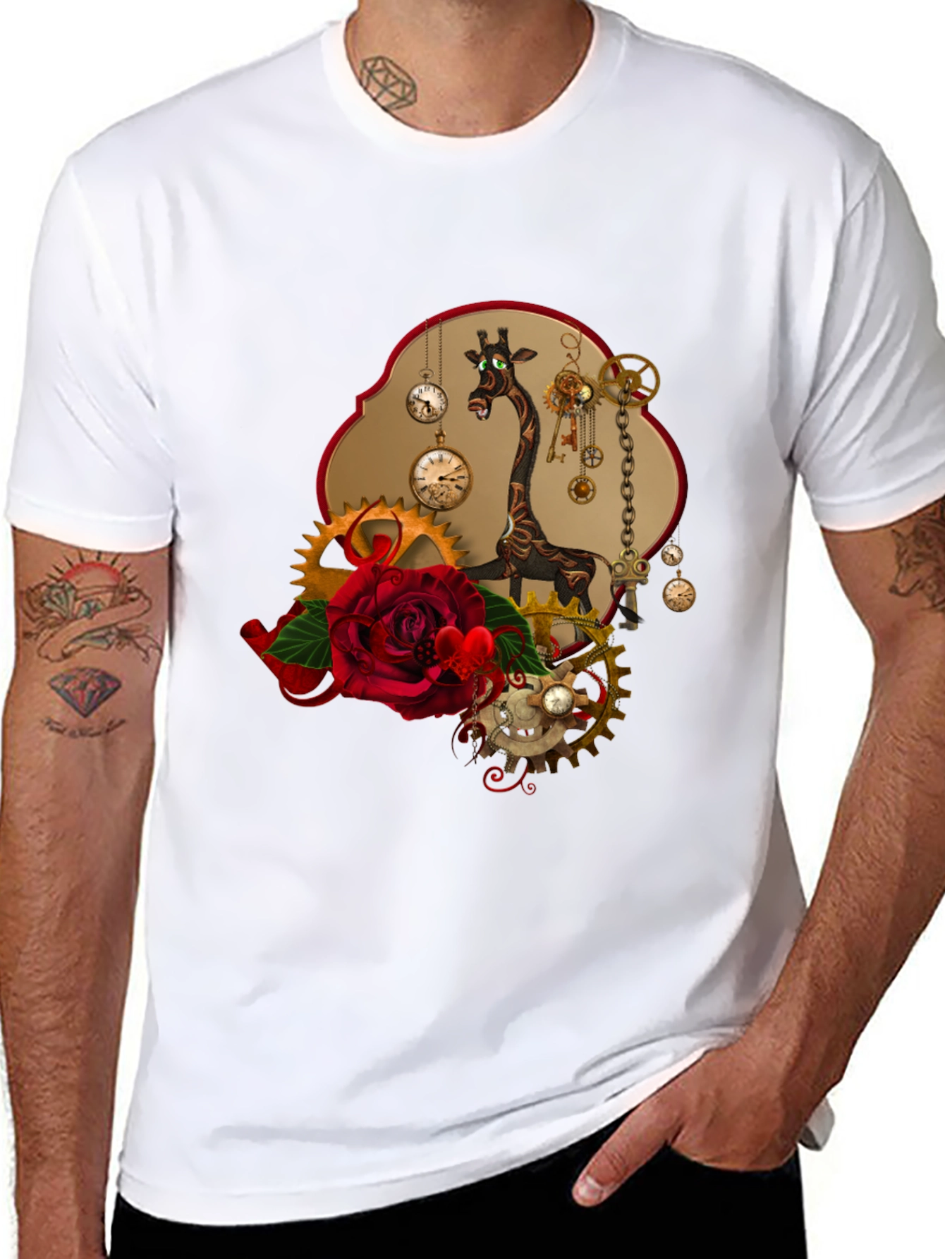 Steampunk Giraffe Rose T-Shirt