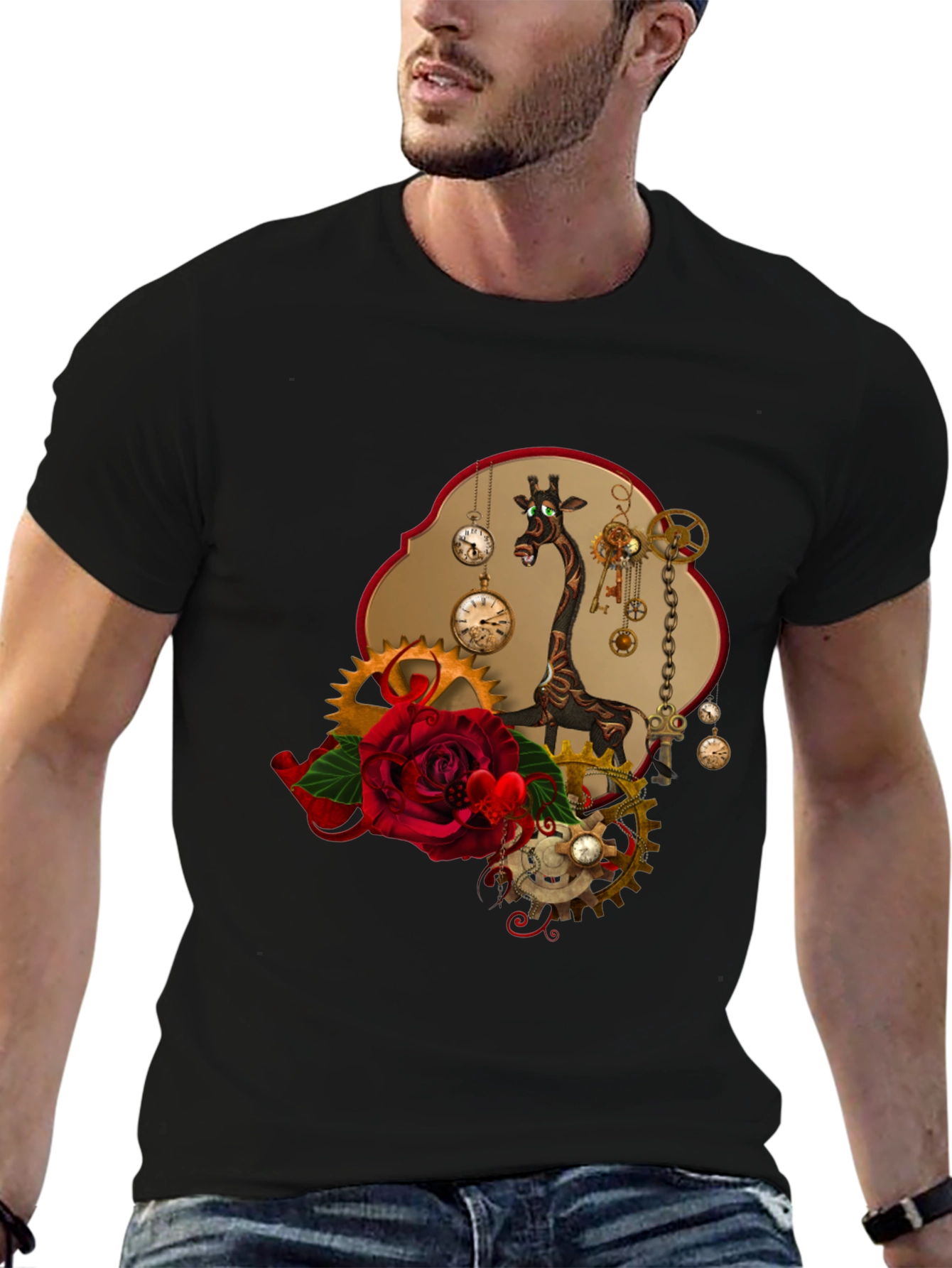 Steampunk Giraffe Rose T-Shirt