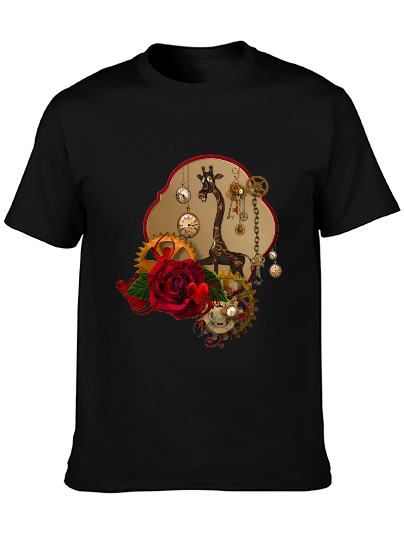 Steampunk Giraffe Rose T-Shirt