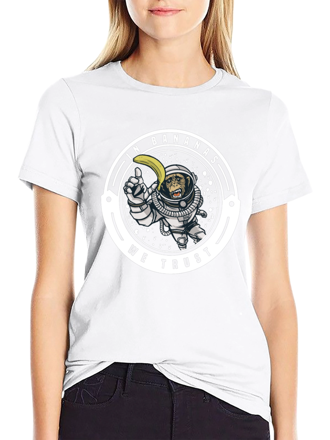 In Bananas We Trust T-Shirt: Monkey Astronaut Design