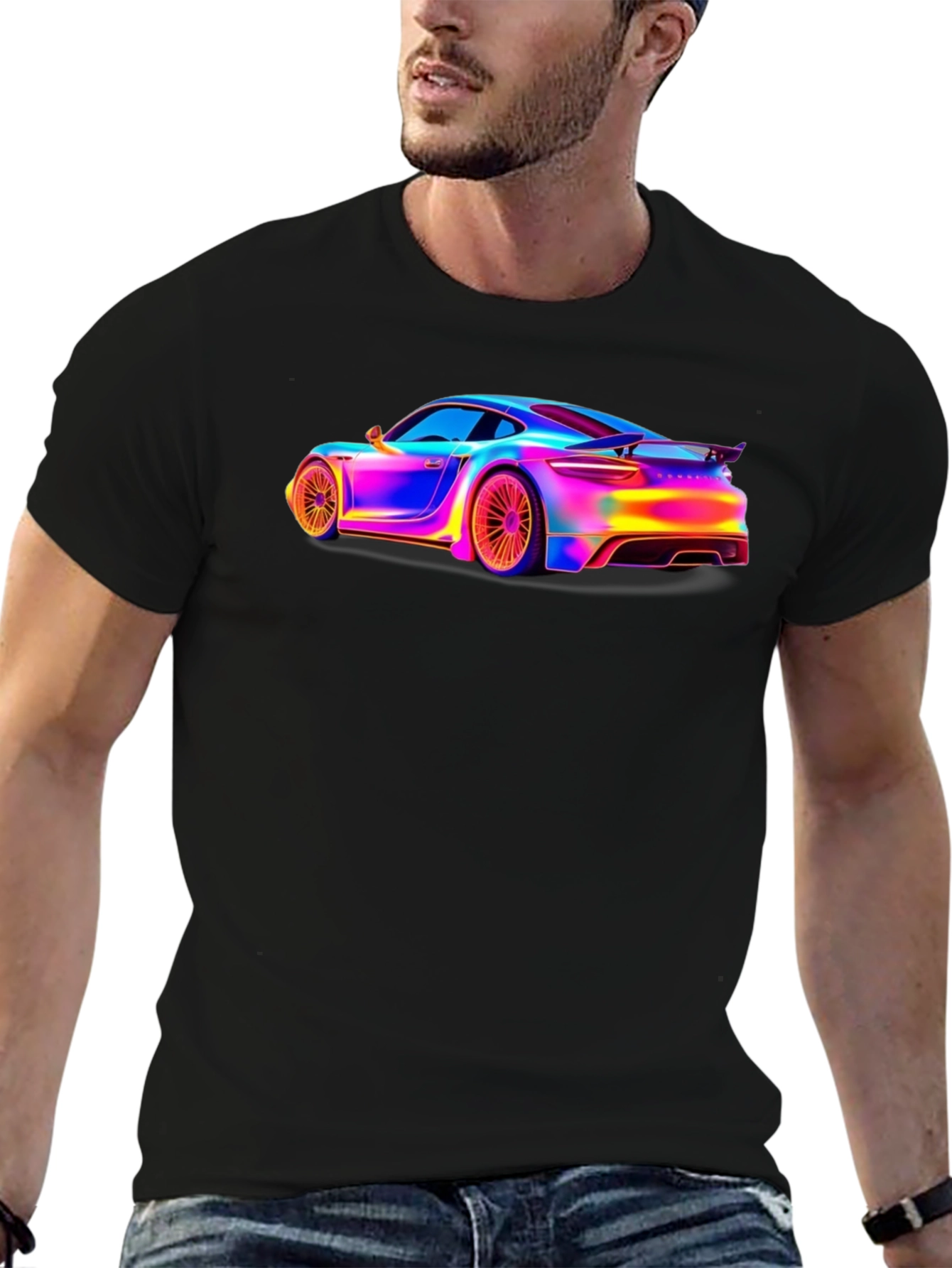 Neon Car Graphic Tee - Cool Automotive T-Shirt