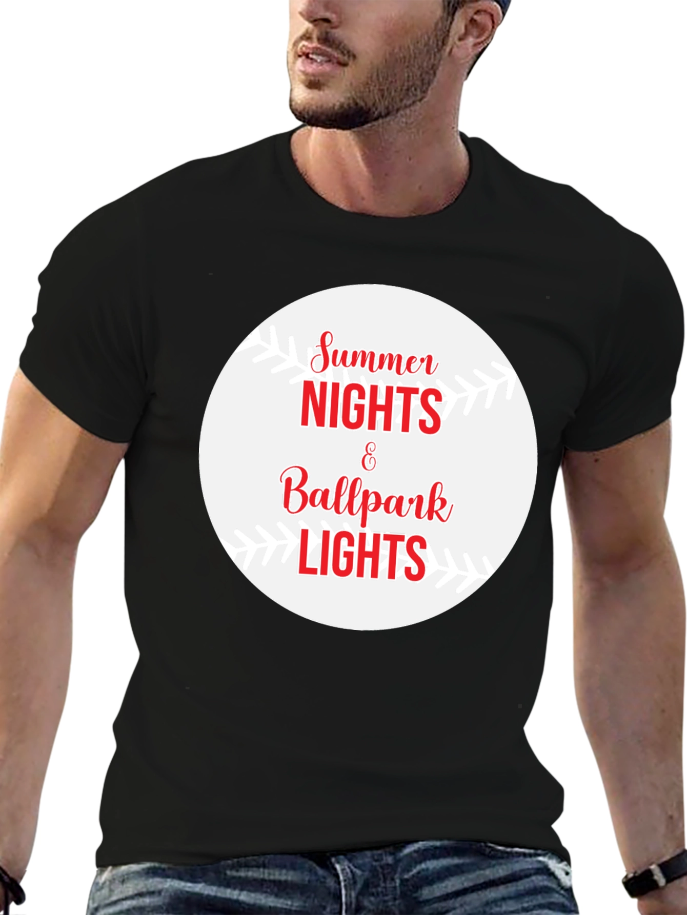 Summer Nights Ballpark Lights Graphic Tee