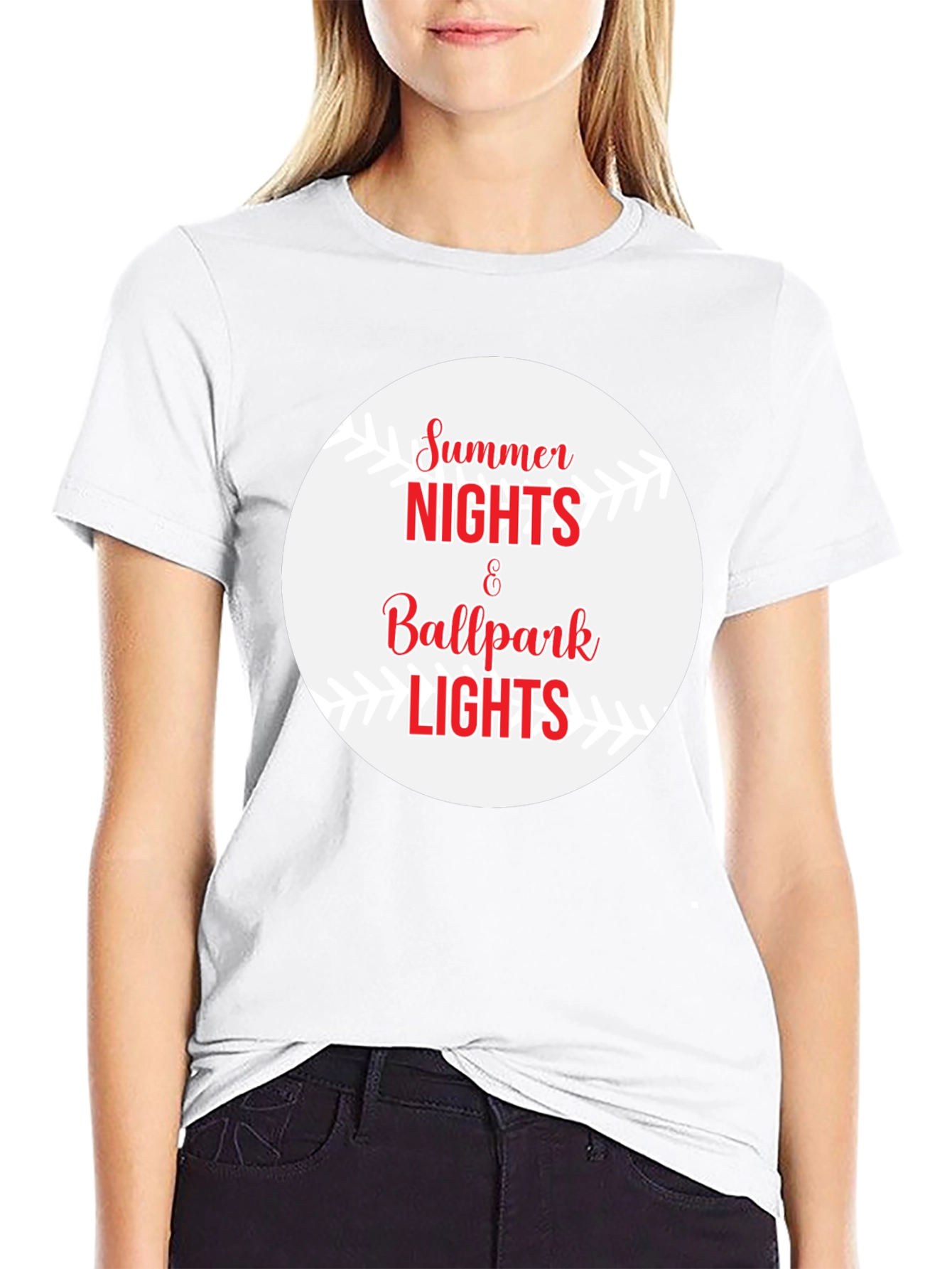 Summer Nights Ballpark Lights Graphic Tee