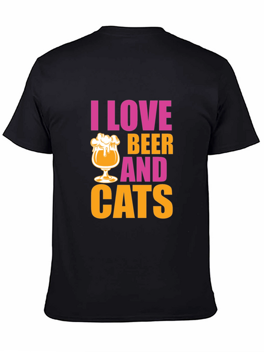 I Love Beer and Cats Graphic T-Shirt