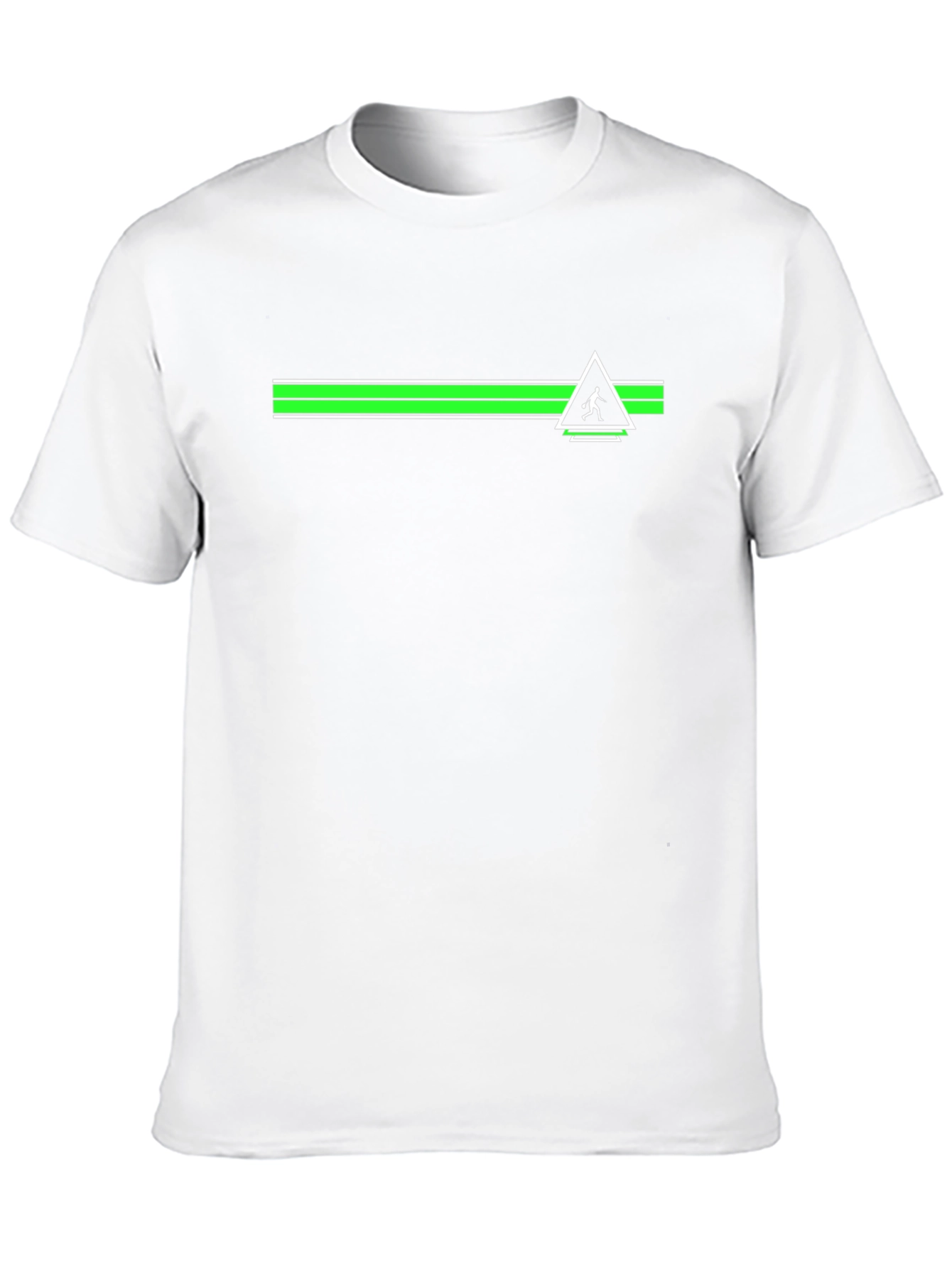 Cool Graphic Tee: Green Stripe Triangle Runner Design