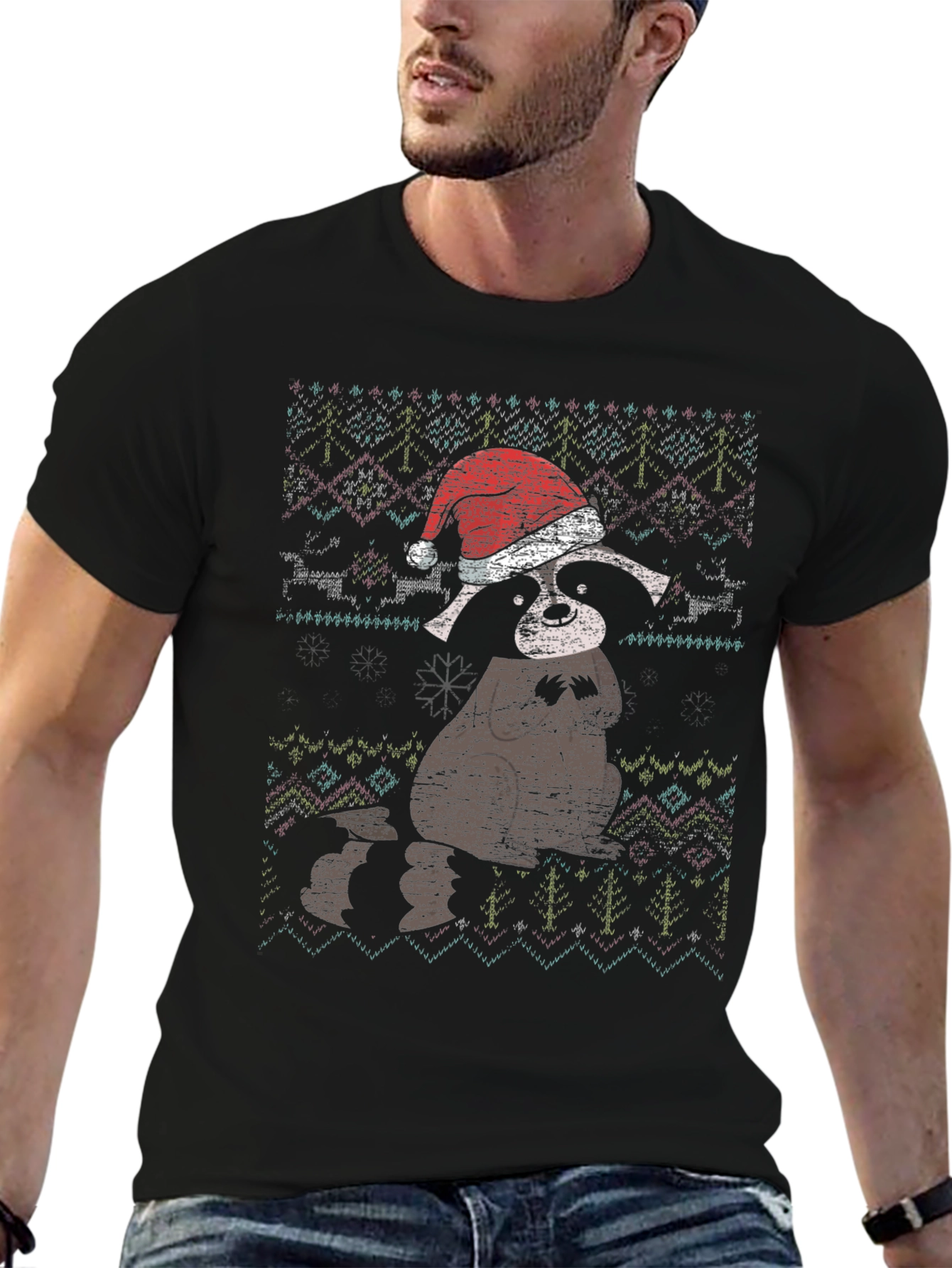 Festive Raccoon Christmas T-Shirt