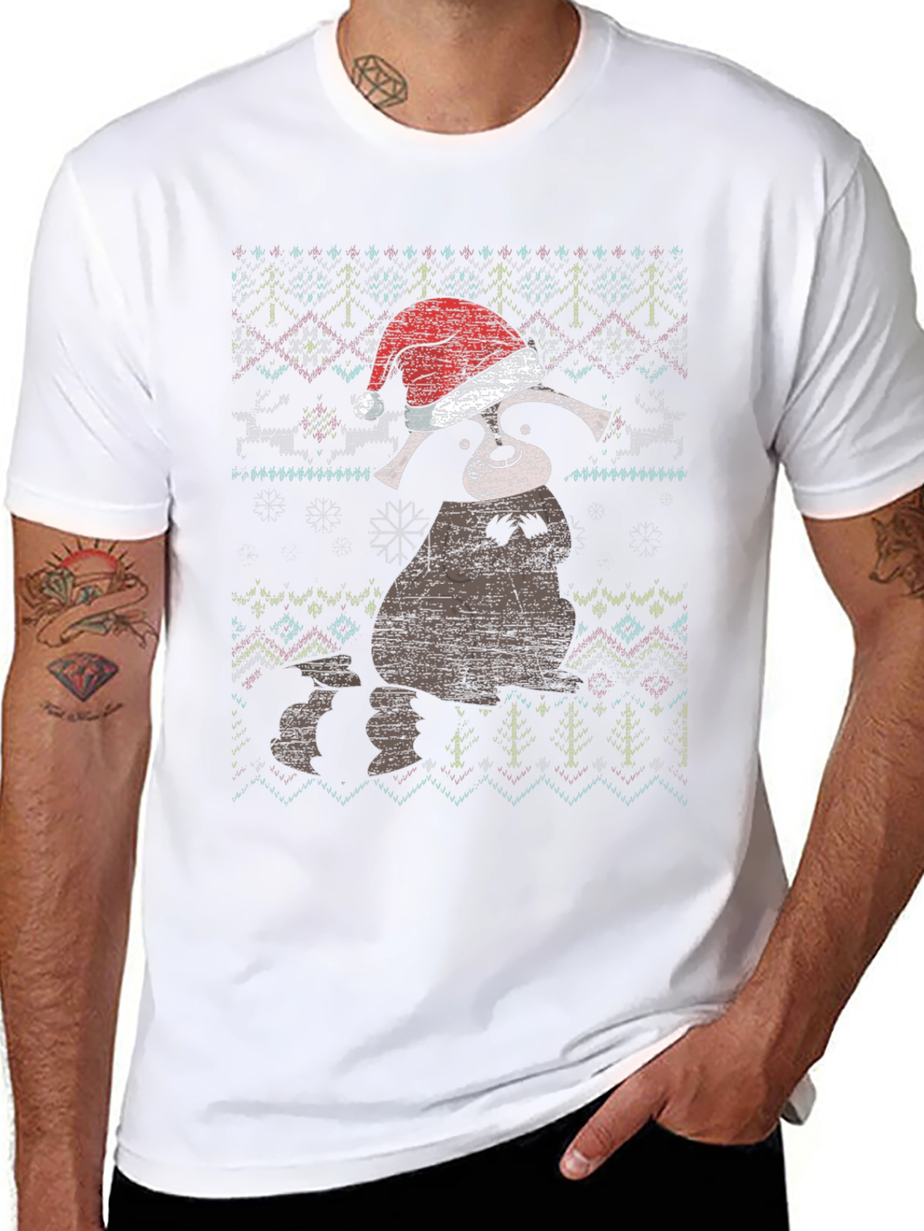 Festive Raccoon Christmas T-Shirt