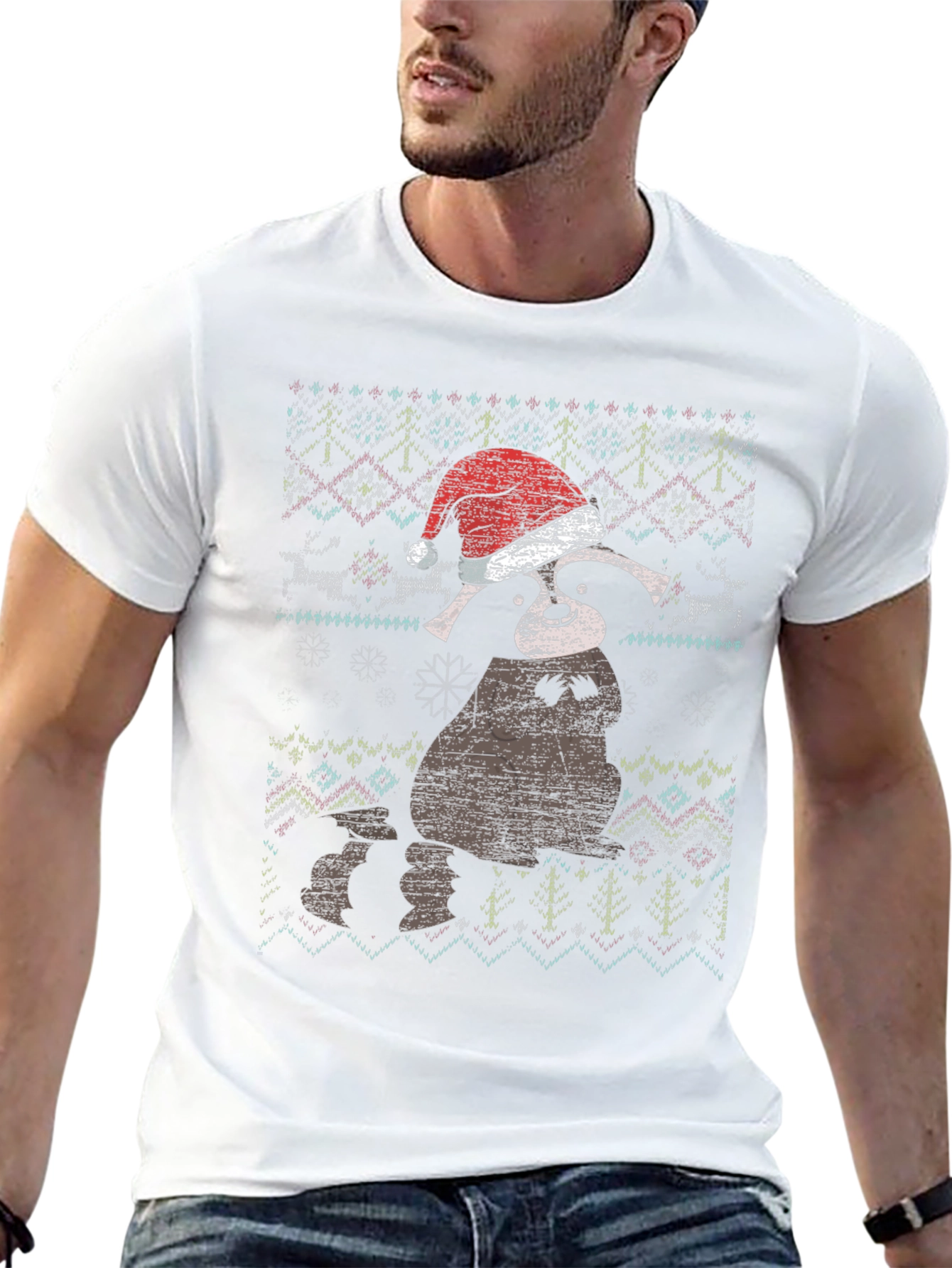 Festive Raccoon Christmas T-Shirt