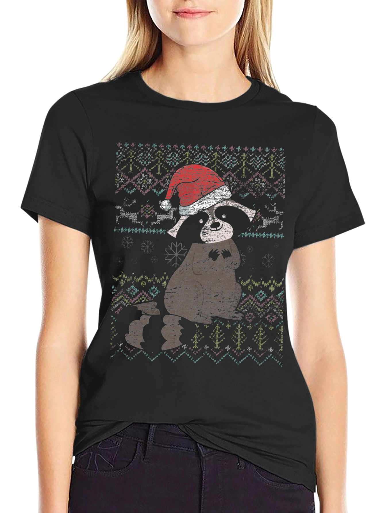 Festive Raccoon Christmas T-Shirt