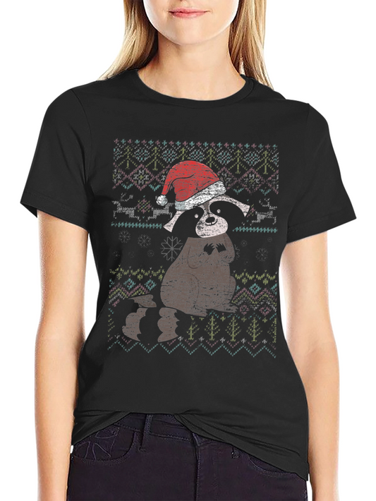 Festive Raccoon Christmas T-Shirt