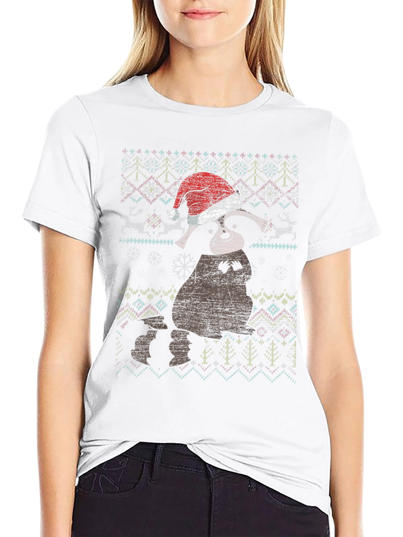 Festive Raccoon Christmas T-Shirt