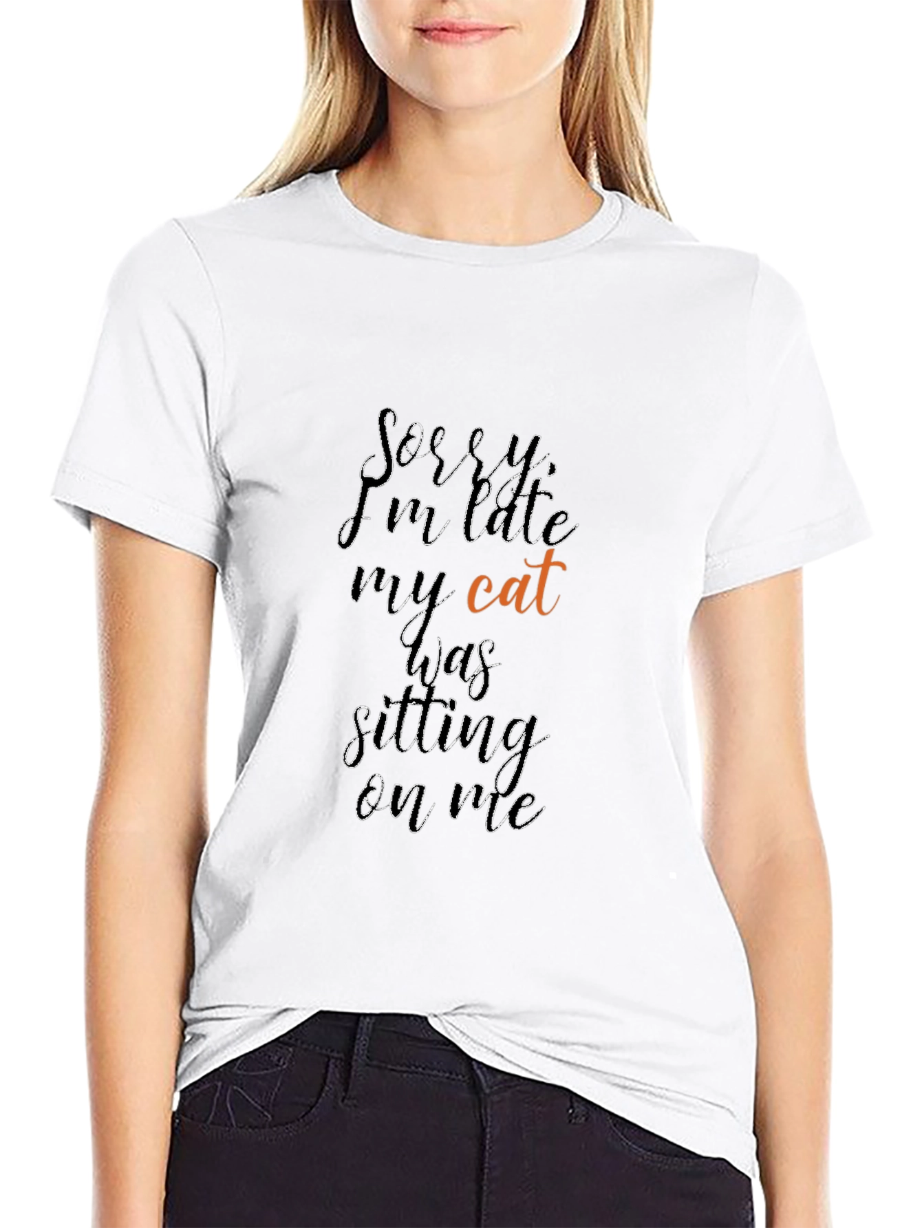 Sorry Im Late Cat T-Shirt Funny Tee