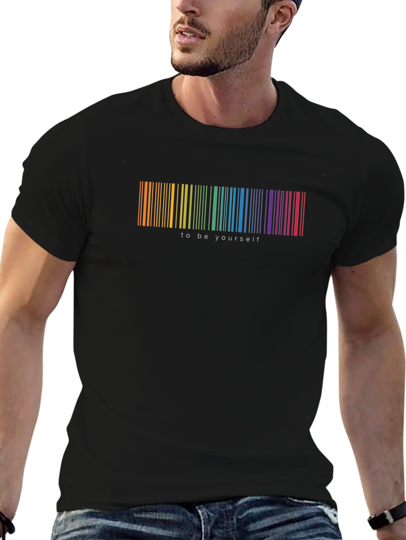 Rainbow Barcode To Be Yourself Graphic T-Shirt