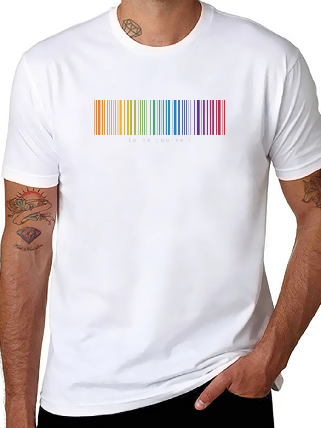 Rainbow Barcode To Be Yourself Graphic T-Shirt
