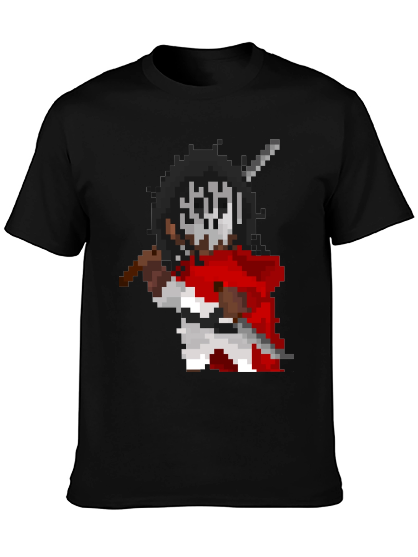Pixel Art Warrior Graphic T-Shirt - Black