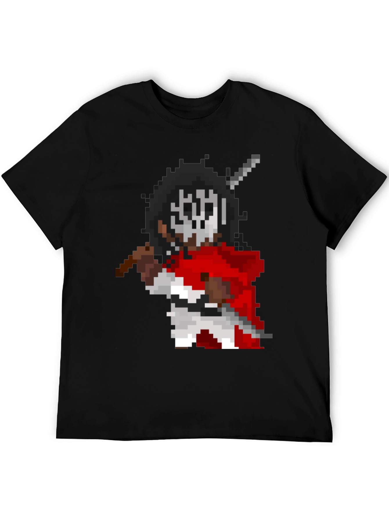 Pixel Art Warrior Graphic T-Shirt - Black
