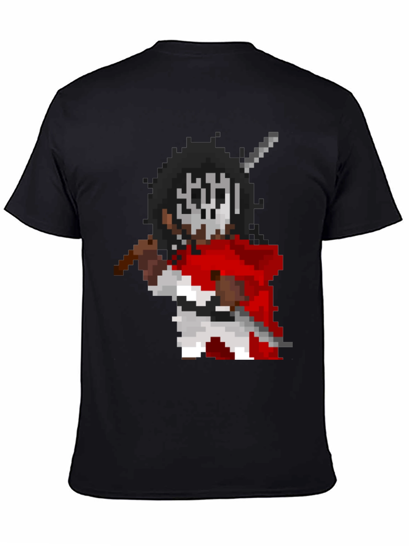 Pixel Art Warrior Graphic T-Shirt - Black