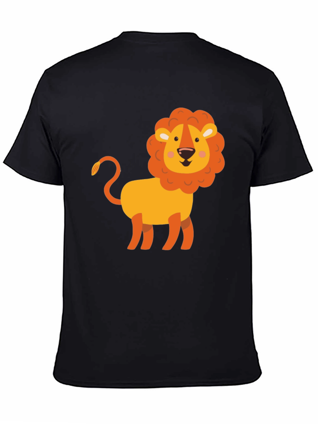Cute Cartoon Lion Graphic Tee - Soft Black T-Shirt