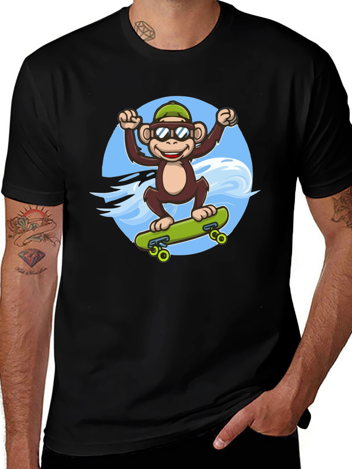 Monkey Skateboarder T-Shirt - Cool Graphic Tee
