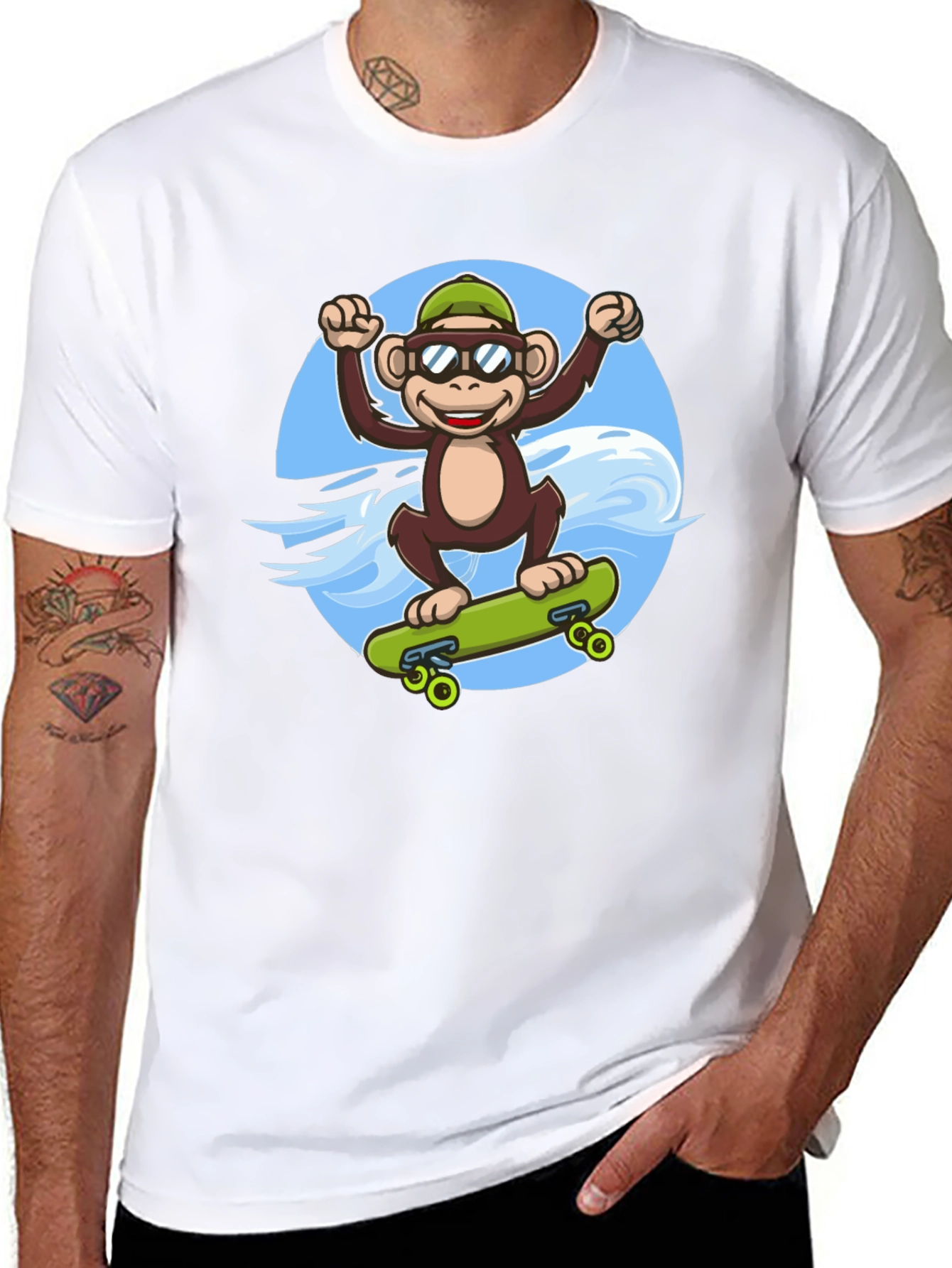 Monkey Skateboarder T-Shirt - Cool Graphic Tee