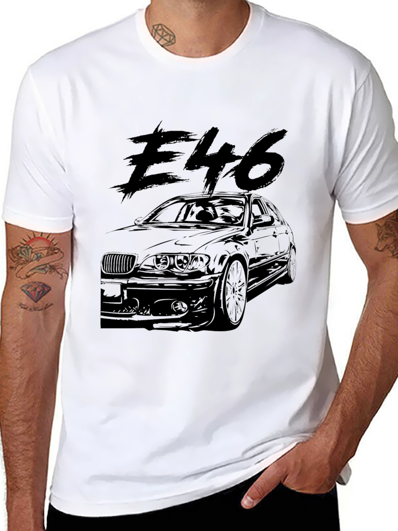 E46 Car Graphic T-Shirt - Black