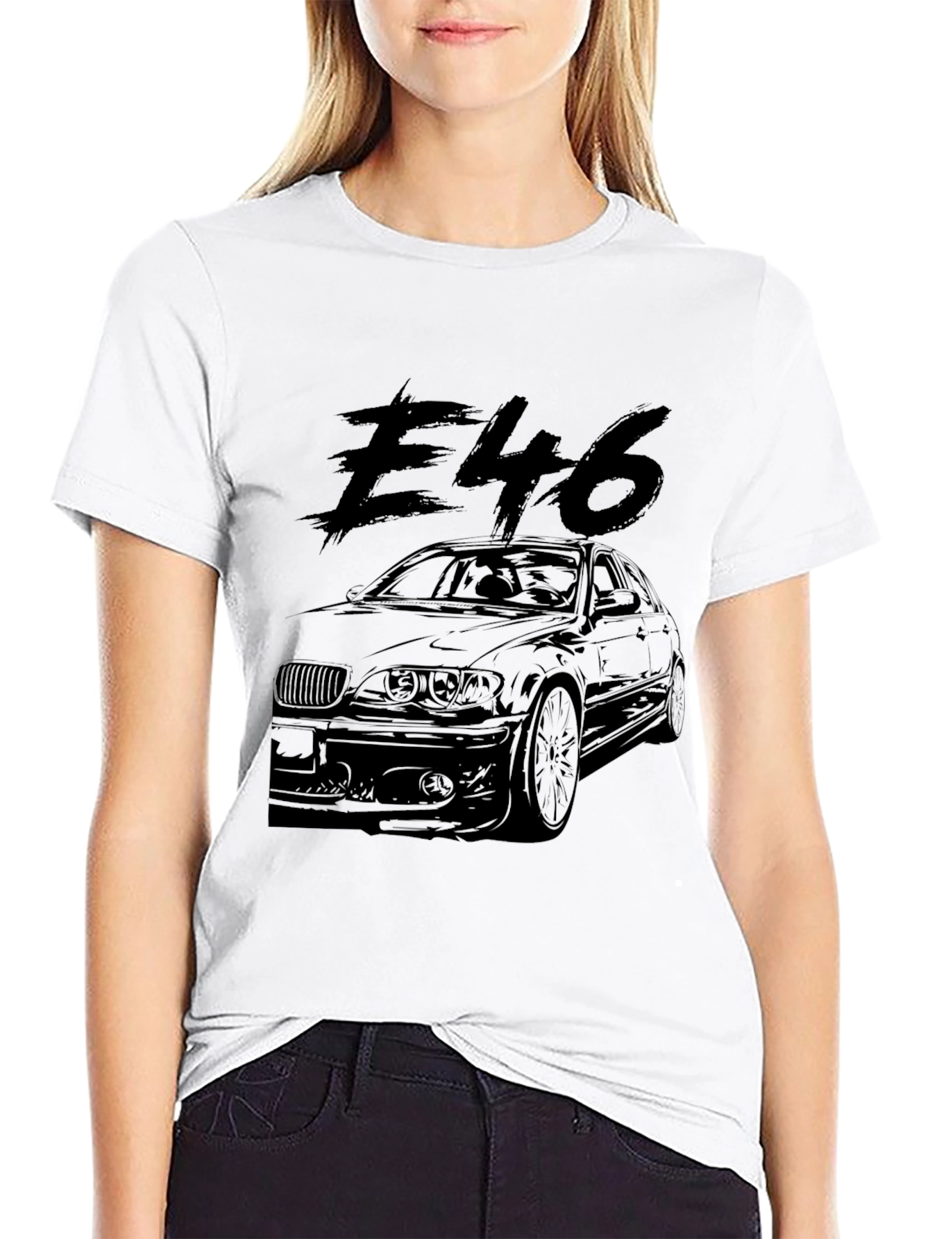 E46 Car Graphic T-Shirt - Black