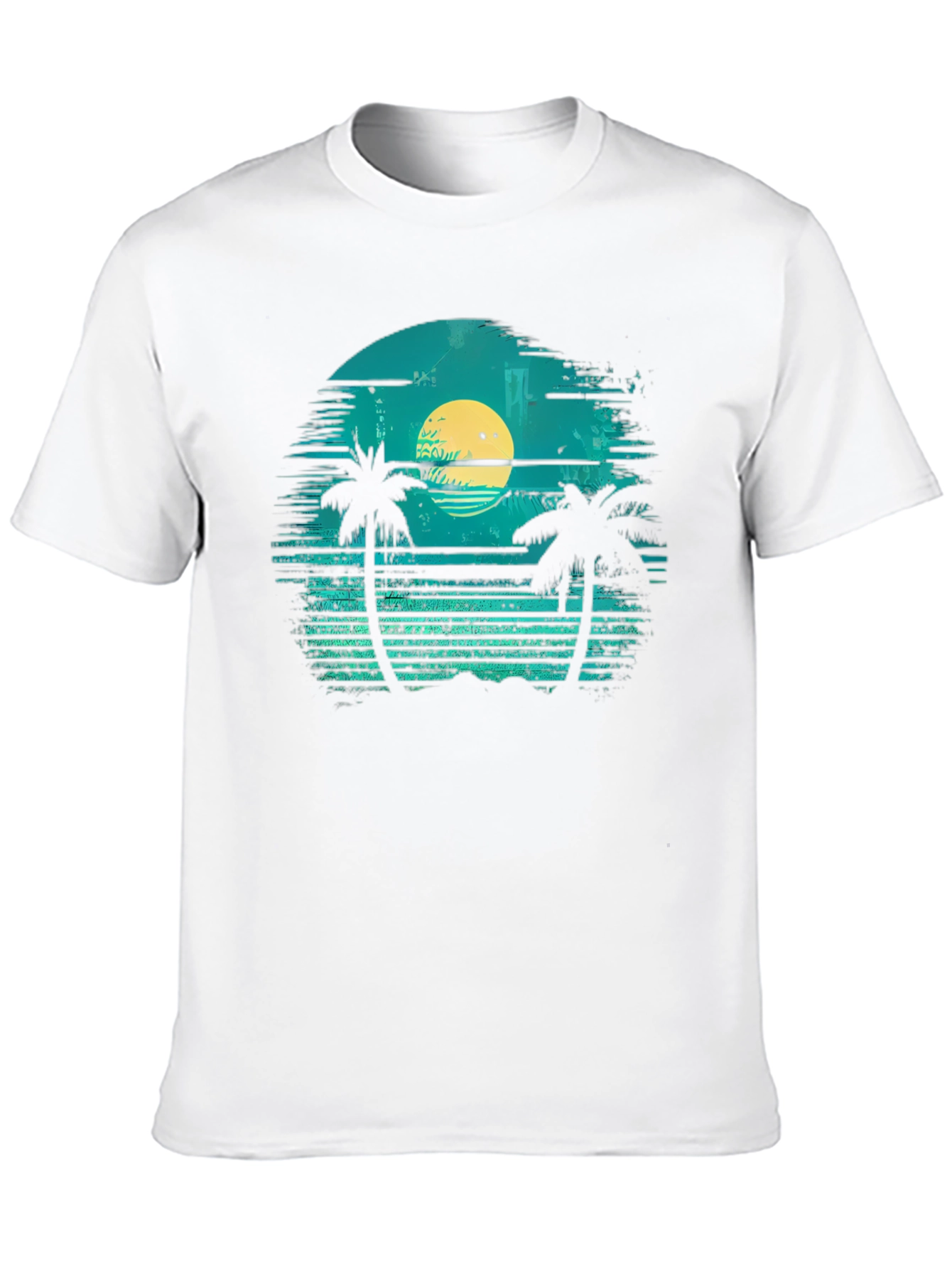 Retro Sunset Palm Tee - Tropical Vibes