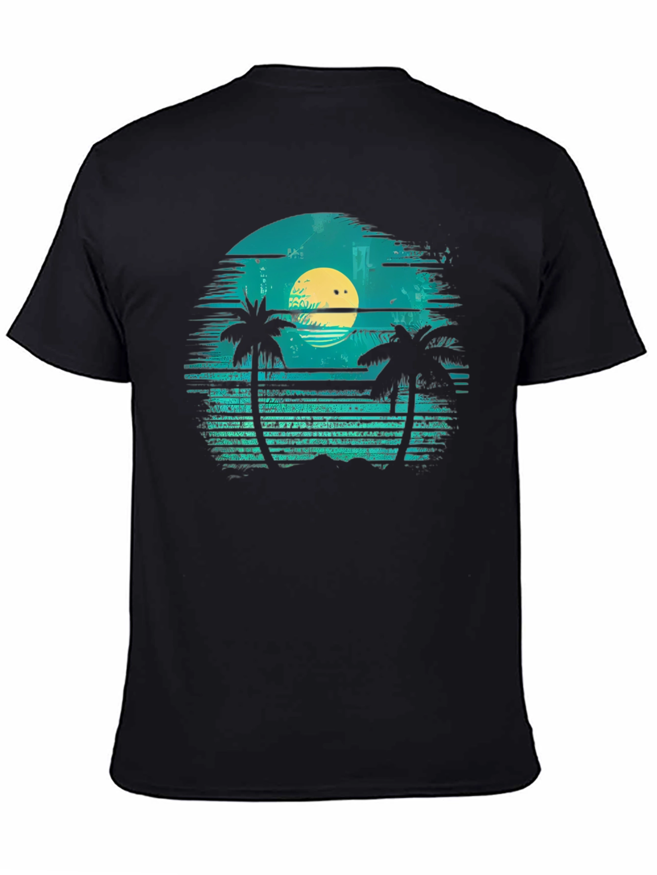 Retro Sunset Palm Tee - Tropical Vibes