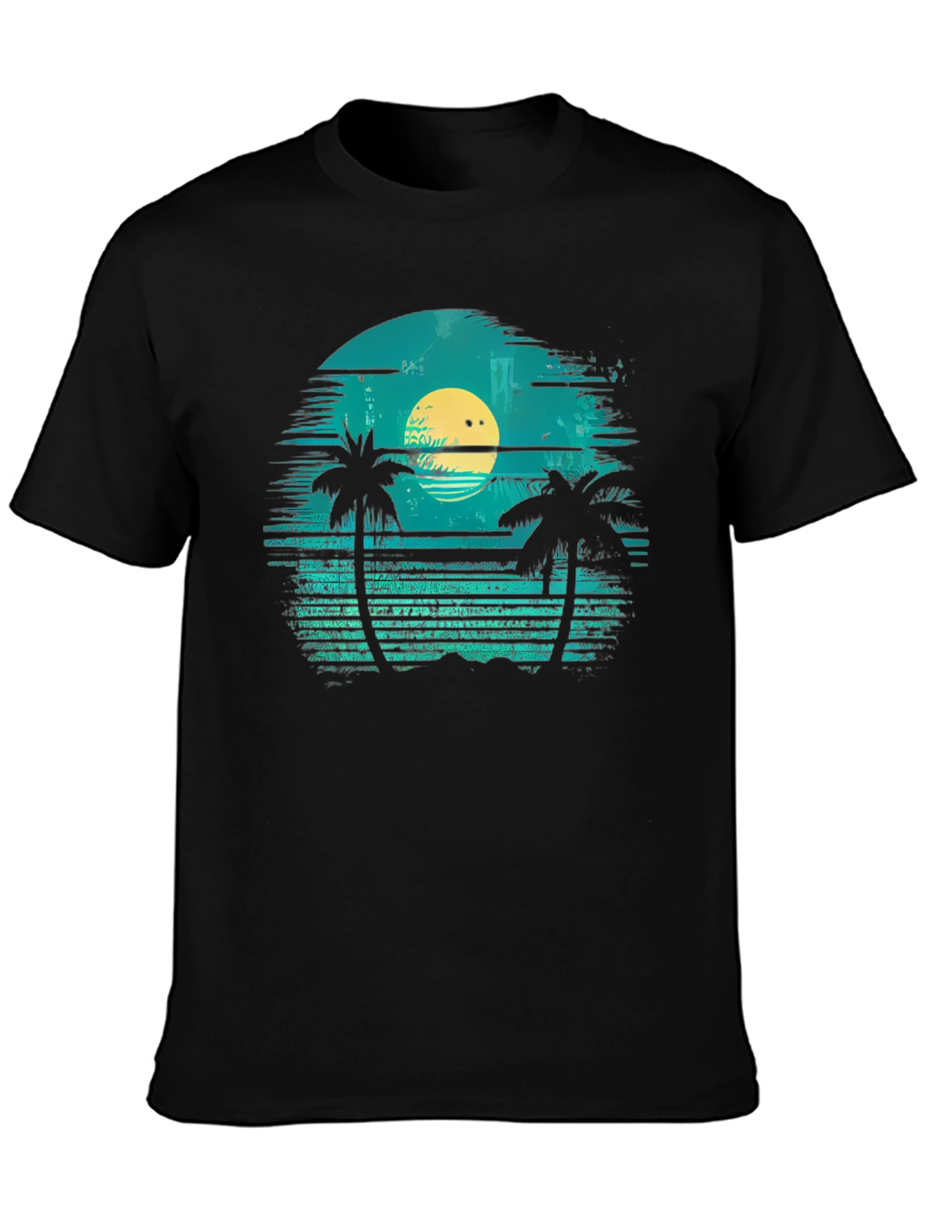 Retro Sunset Palm Tee - Tropical Vibes
