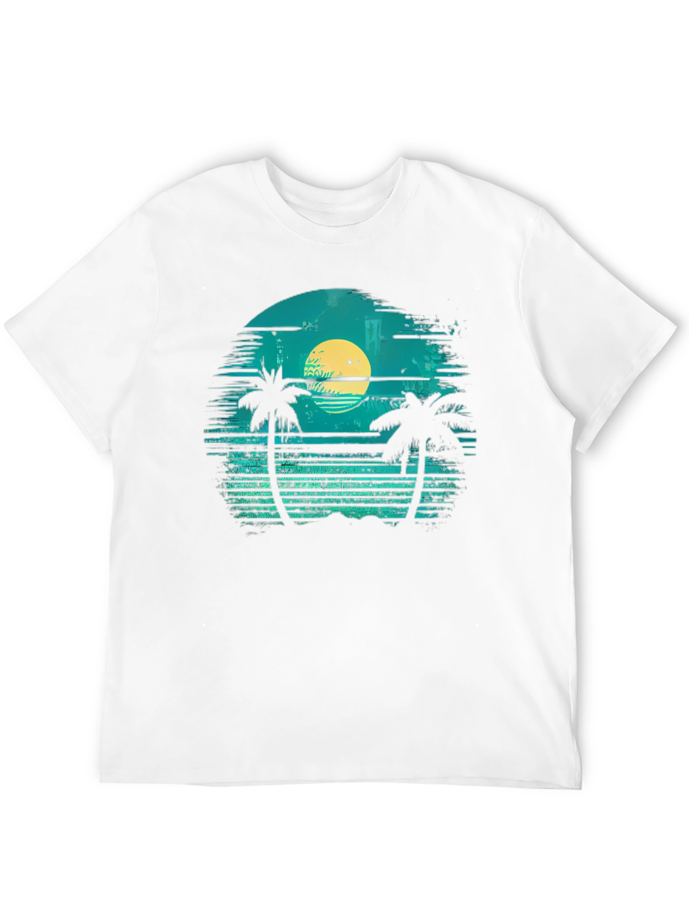 Retro Sunset Palm Tee - Tropical Vibes