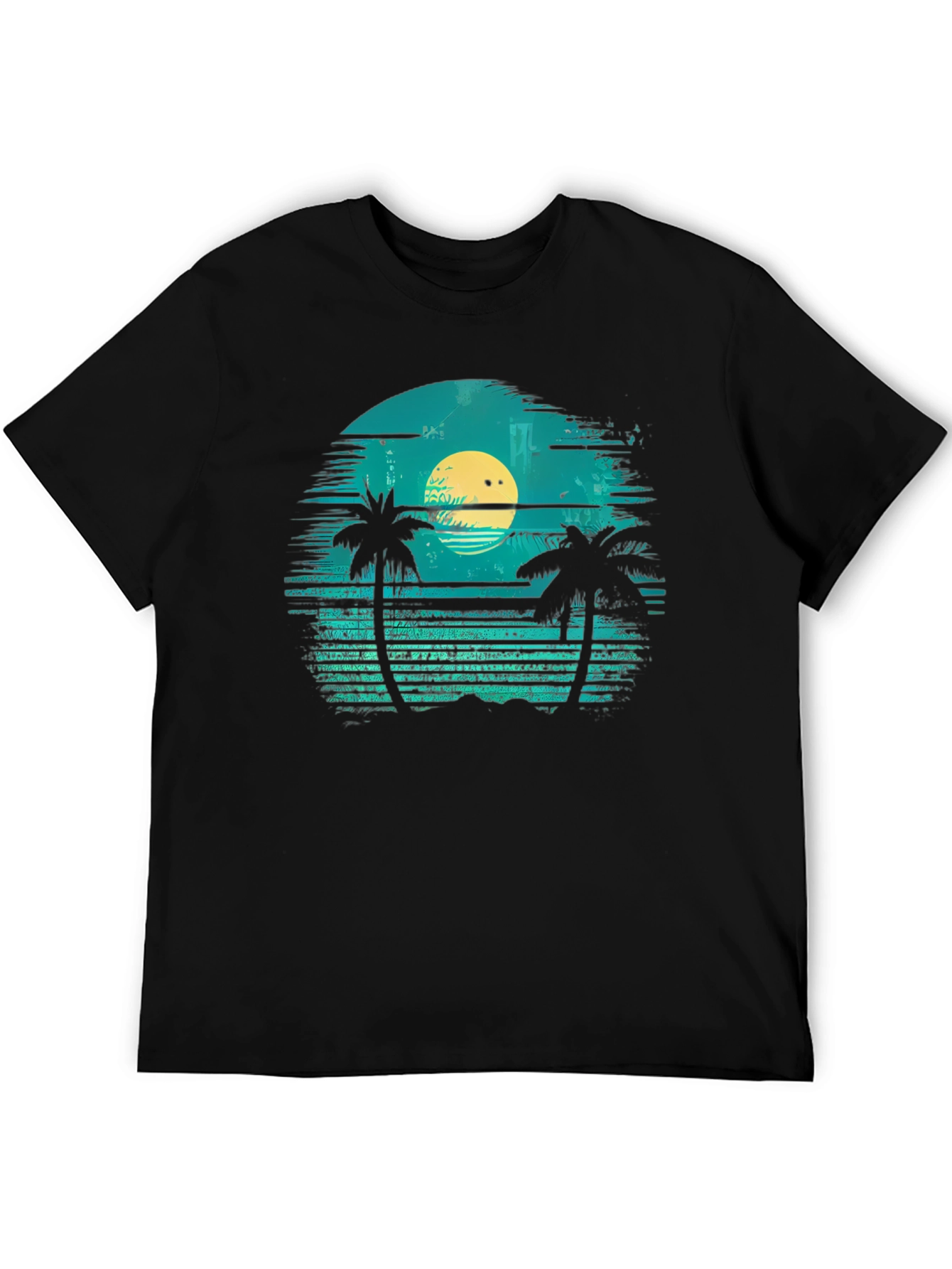 Retro Sunset Palm Tee - Tropical Vibes