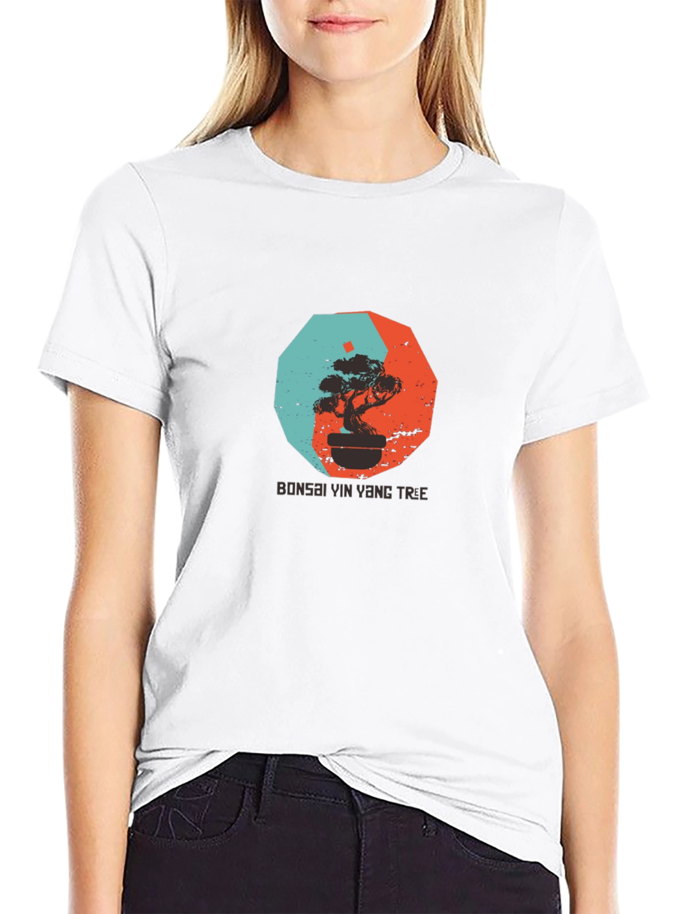 Yin Yang Bonsai Tree Graphic Tee - Black