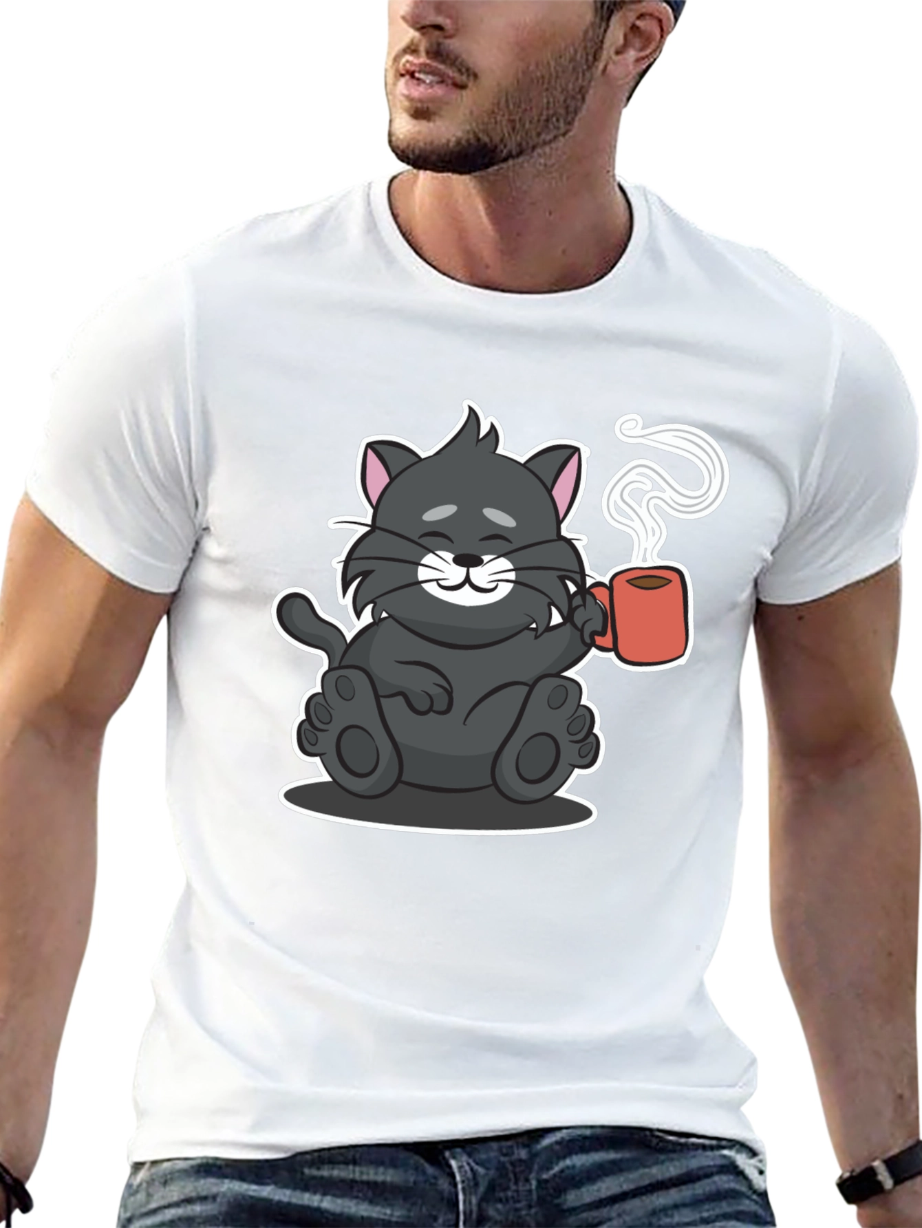Cute Cat Coffee Lover T-Shirt