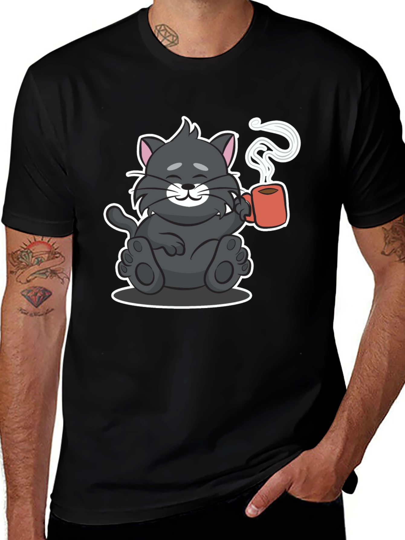 Cute Cat Coffee Lover T-Shirt