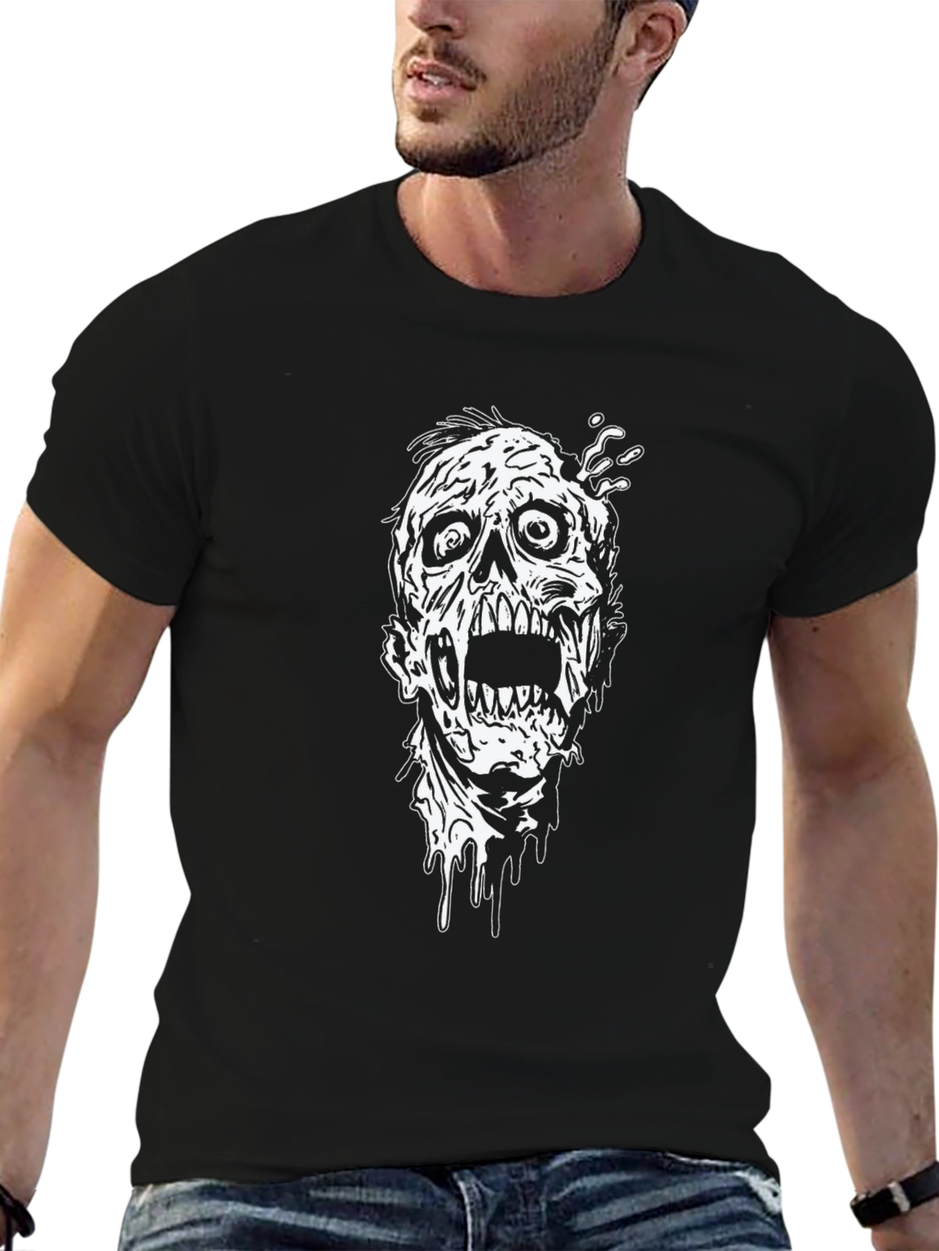Zombie Graphic T-Shirt - Black Cotton Tee