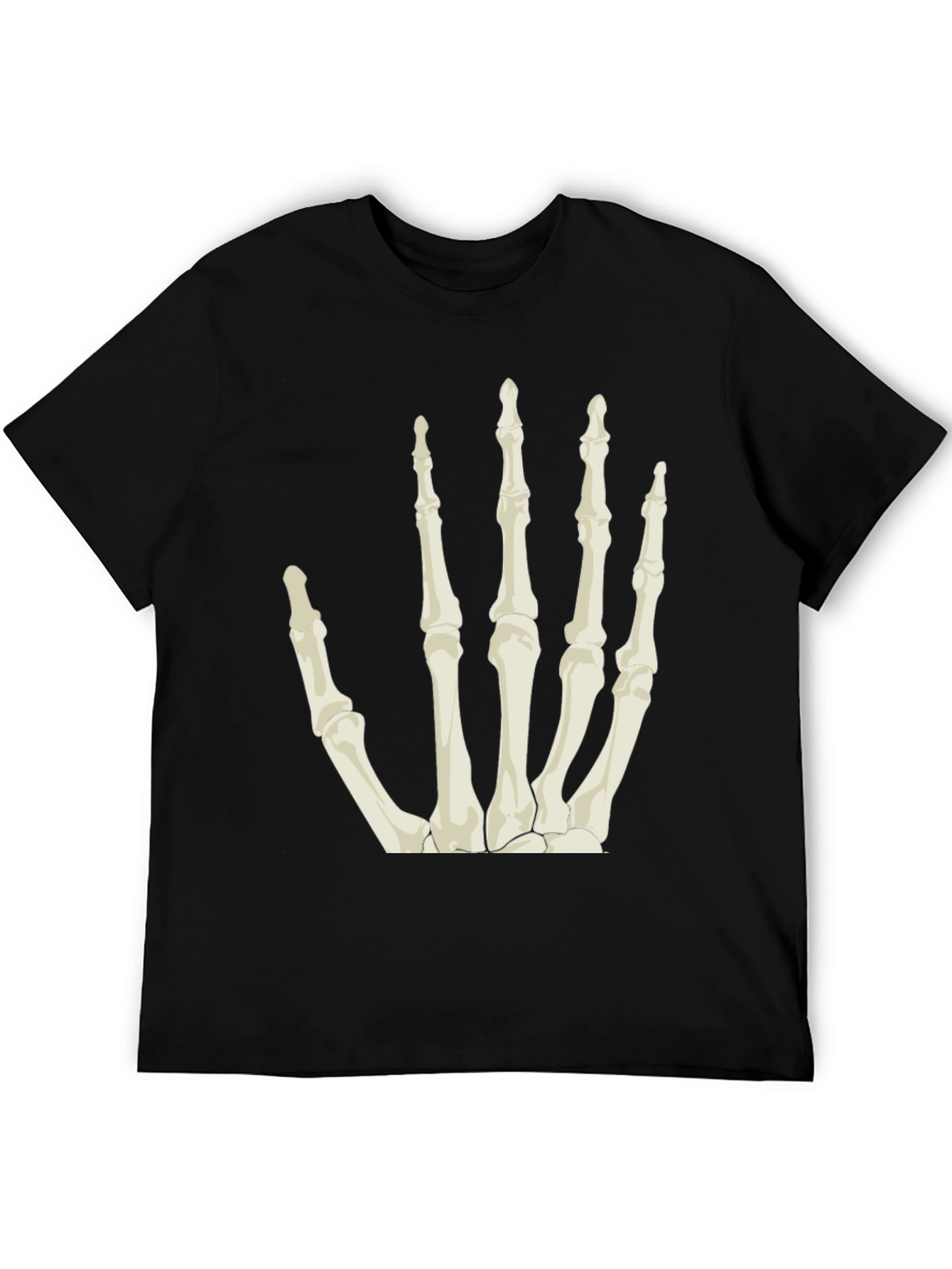 Skeleton Hand Graphic Tee - Black Cotton T-Shirt