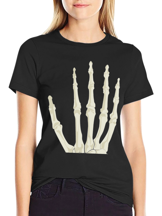 Skeleton Hand Graphic Tee - Black Cotton T-Shirt