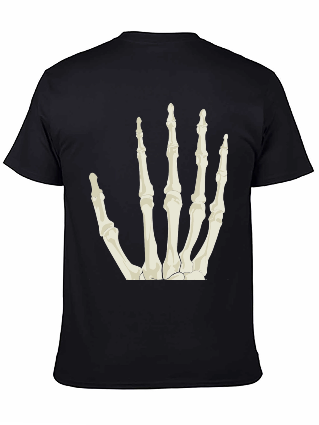 Skeleton Hand Graphic Tee - Black Cotton T-Shirt