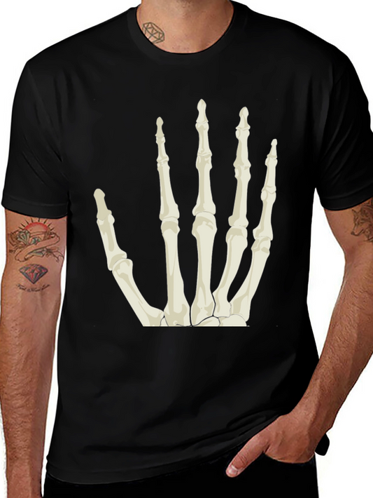 Skeleton Hand Graphic Tee - Black Cotton T-Shirt