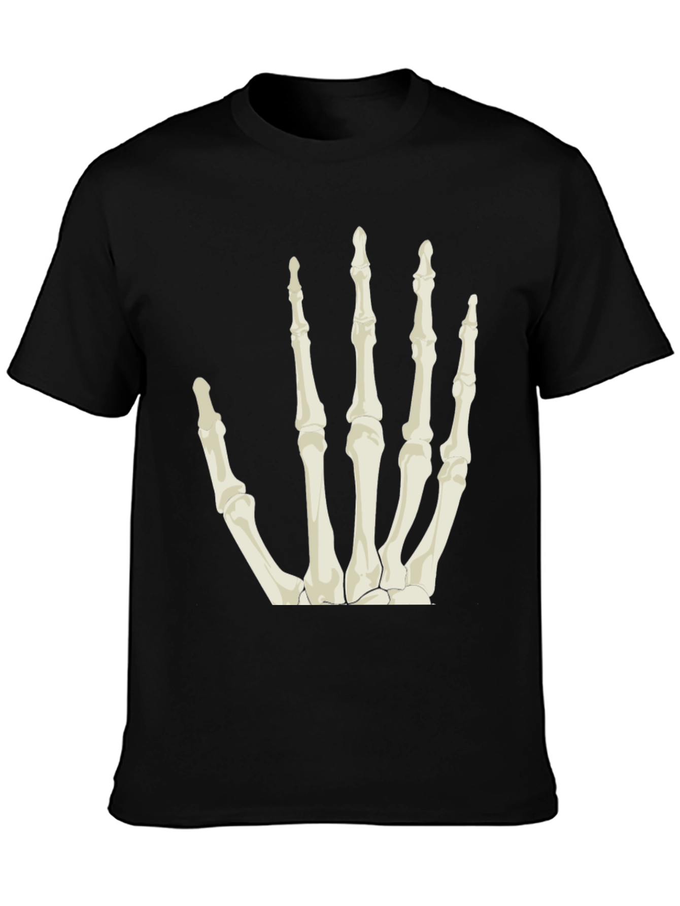 Skeleton Hand Graphic Tee - Black Cotton T-Shirt