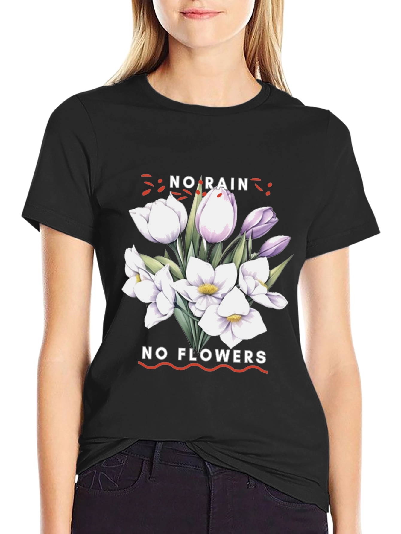 No Rain No Flowers Graphic Tee - Black