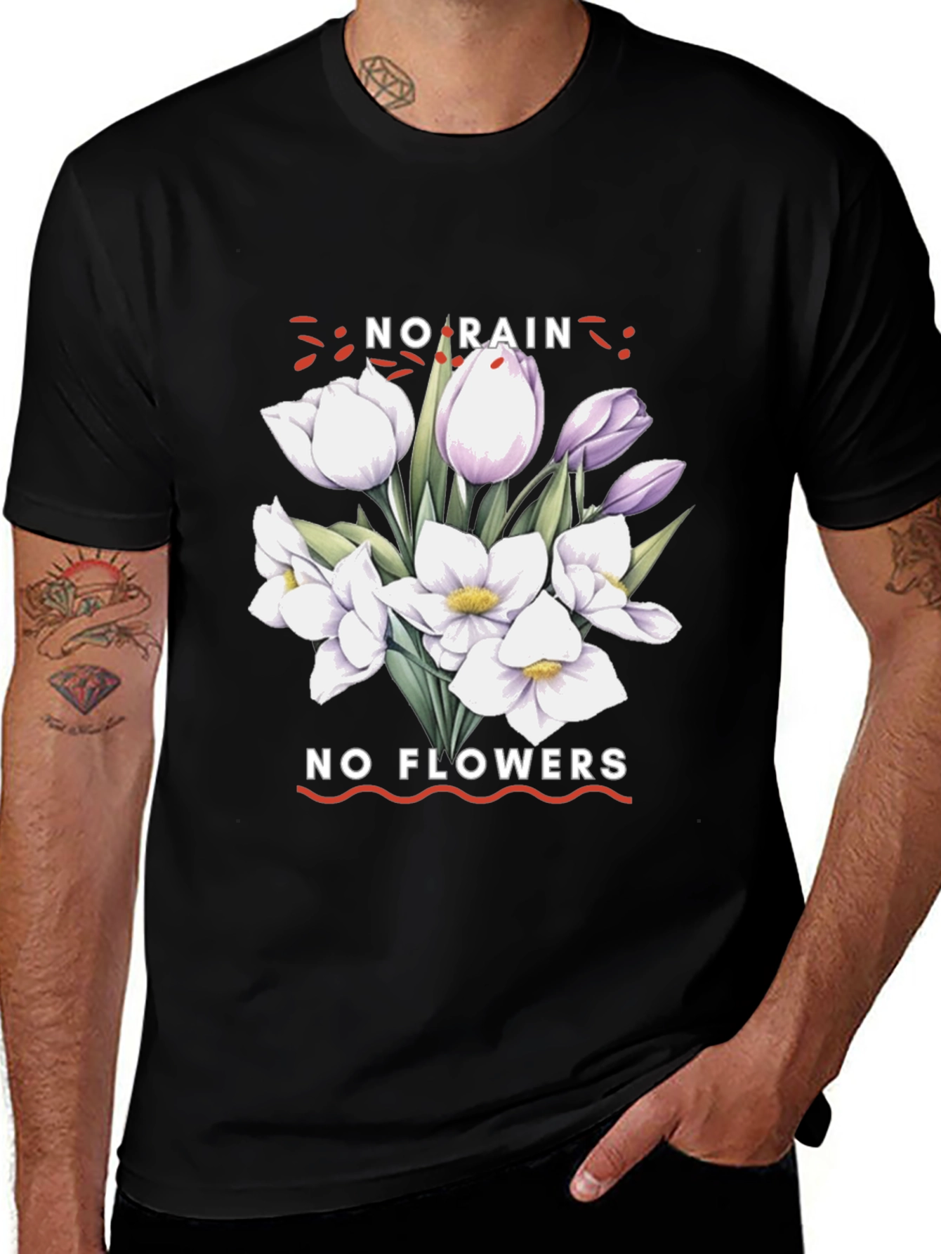 No Rain No Flowers Graphic Tee - Black