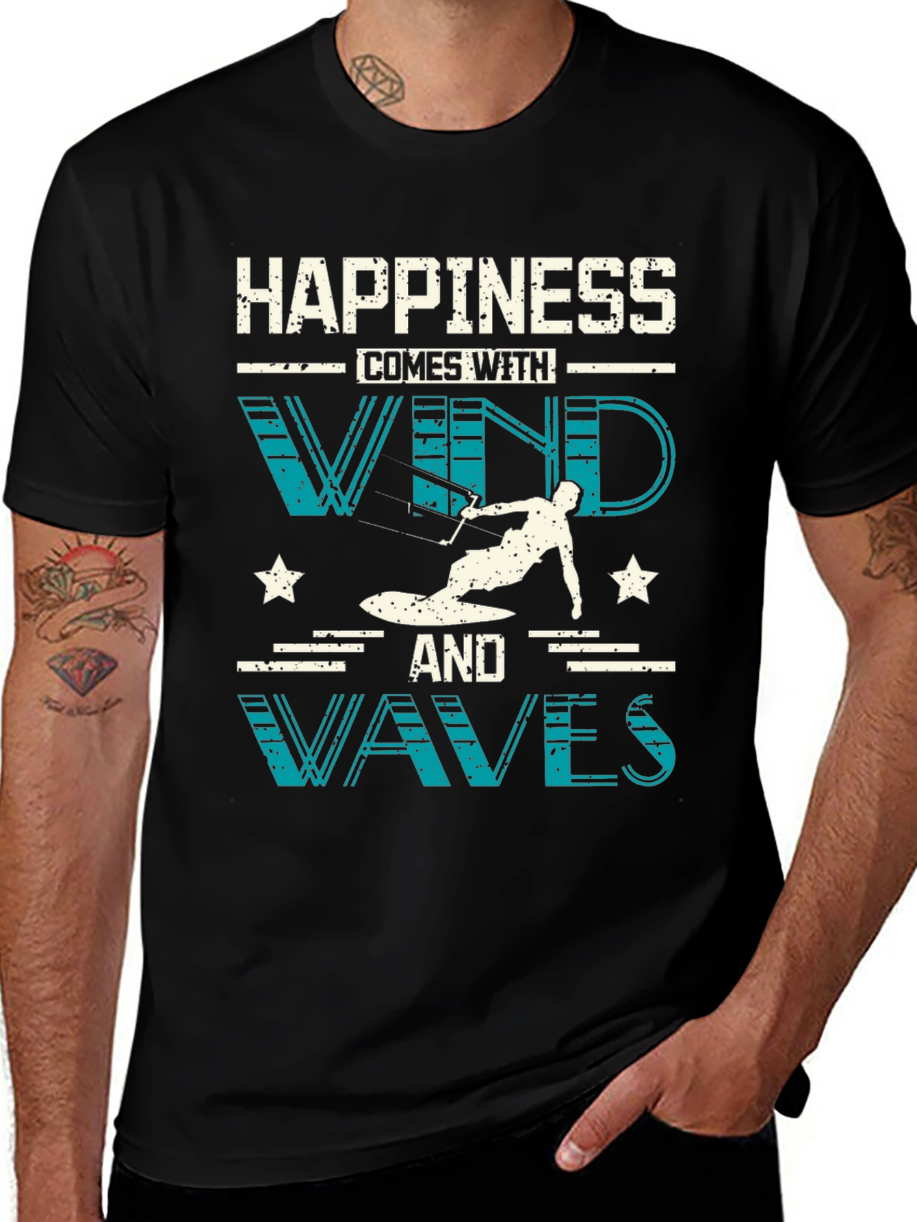 Happiness with Wind and Waves Graphic T-Shirt