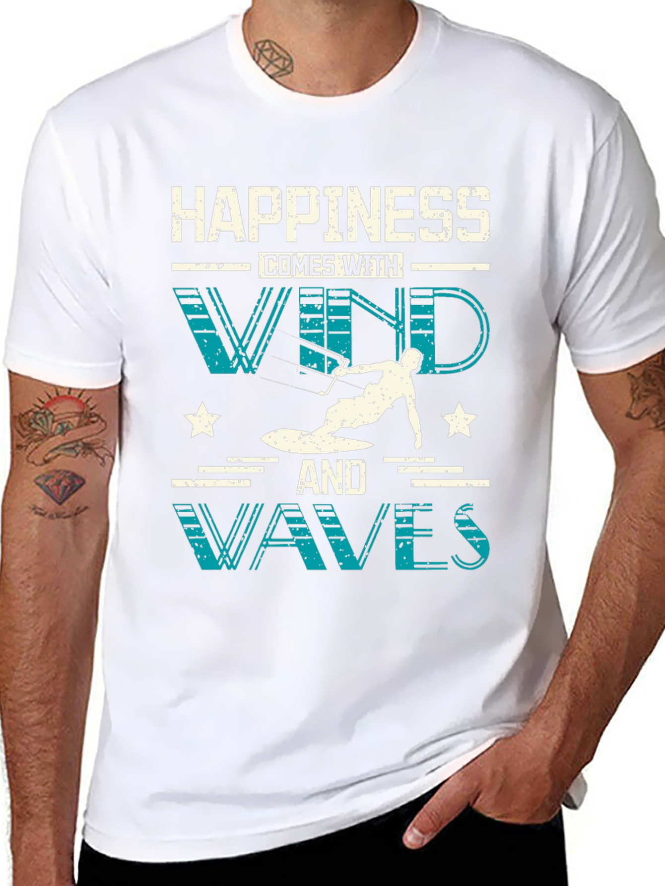 Happiness with Wind and Waves Graphic T-Shirt