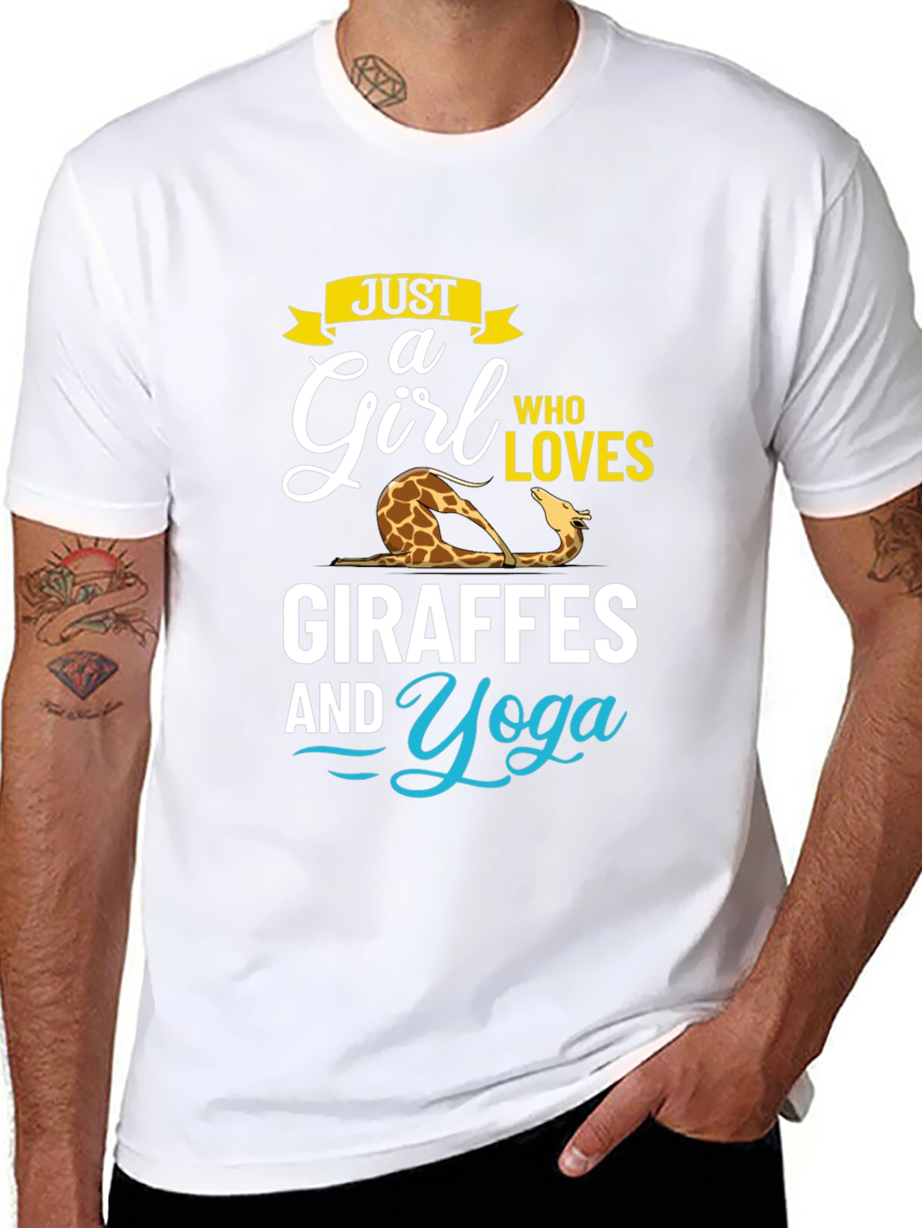 Giraffe Yoga Lover Black T-Shirt