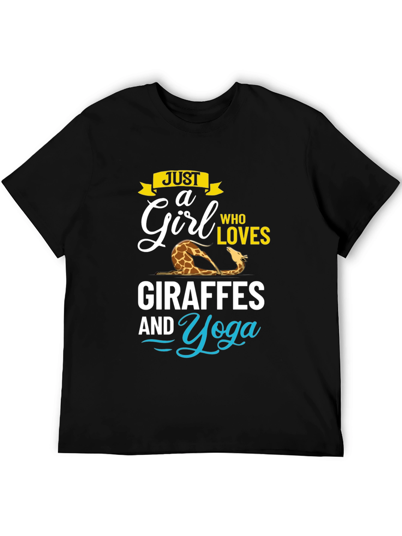 Giraffe Yoga Lover Black T-Shirt