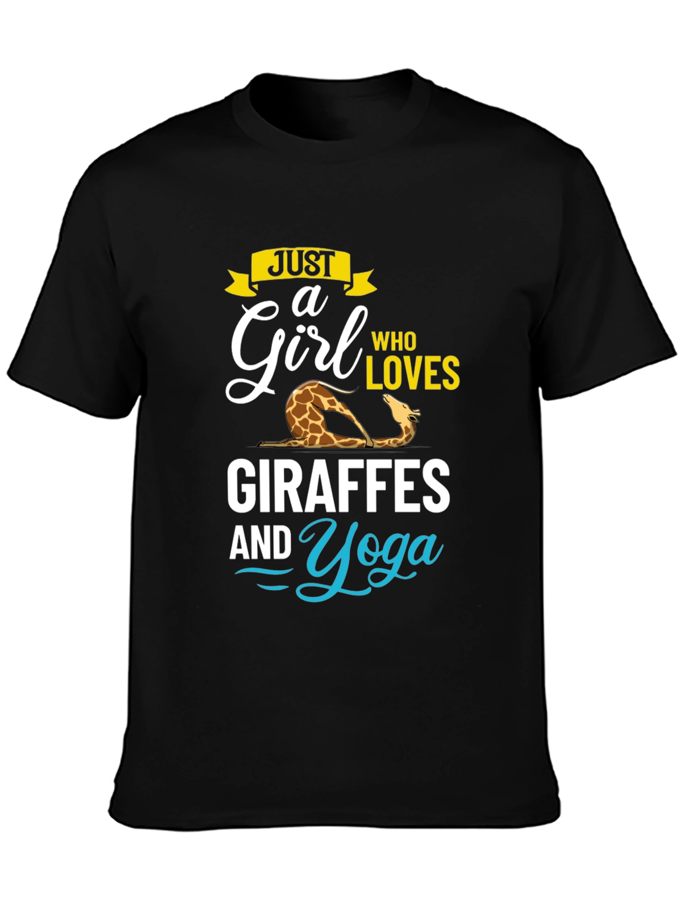 Giraffe Yoga Lover Black T-Shirt
