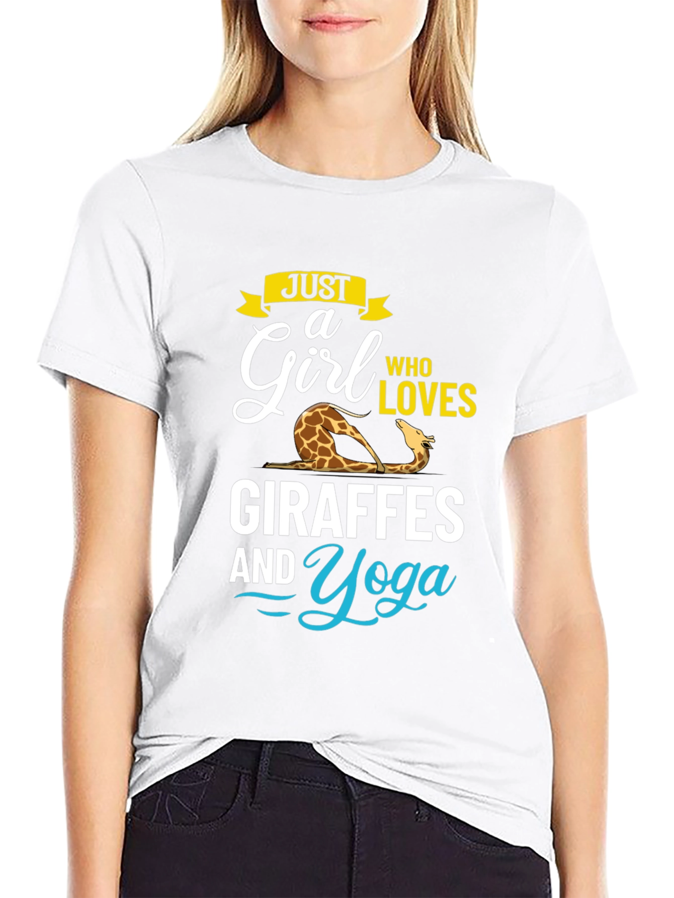Giraffe Yoga Lover Black T-Shirt